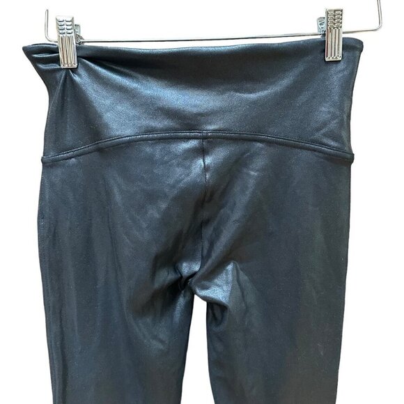 Spanx Leggings High-Waisted Pull On Stretch Faux Leather Black Slimming Size L - Picture 4 of 5